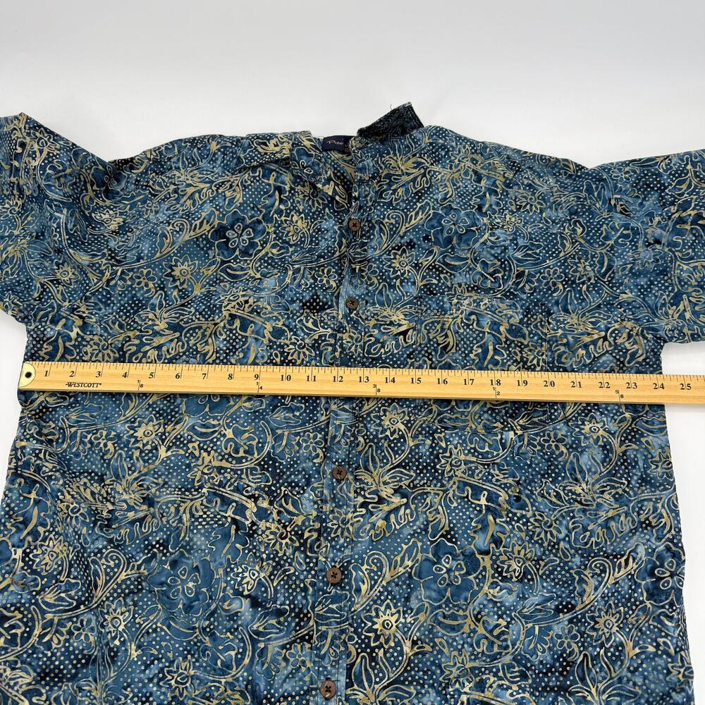 PETE HUNTINGTON Long Sleeve Shirt Mens Size XL Blue Gold Hand Dyed Button Front - Picture 7 of 9